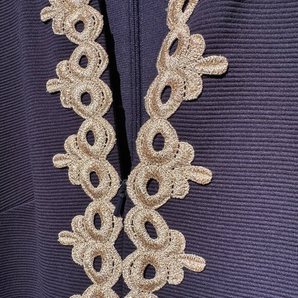 Lilly Pulitzer Callista Shift Dress True Navy Gold Trim - Picture 3 of 4